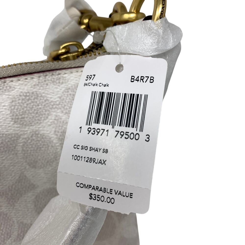 Coach Signature Coated Canvas Shay Crossbody Shoulder Bag Chalk White NEW - Picture 2 of 7